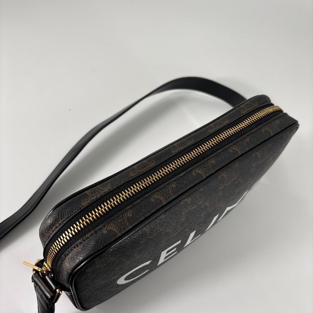 新品同様 セリーヌ トリオンフ レザー ミディアム メッセンジャーバッグ メンズ