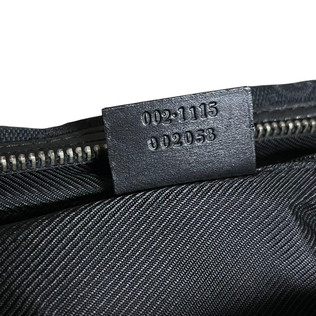 Gucci 黒 キャンバス レザー ハンドバッグ