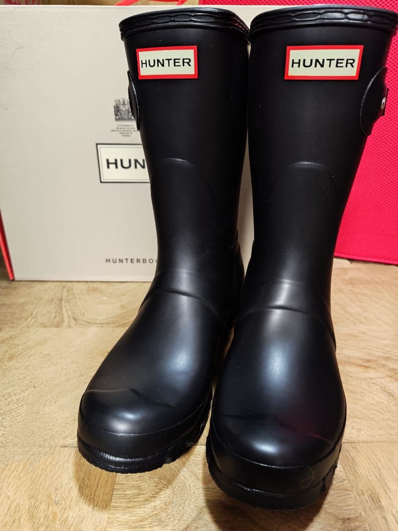【新品未使用】HUNTER ブラック 長靴 バックル付き 24cm