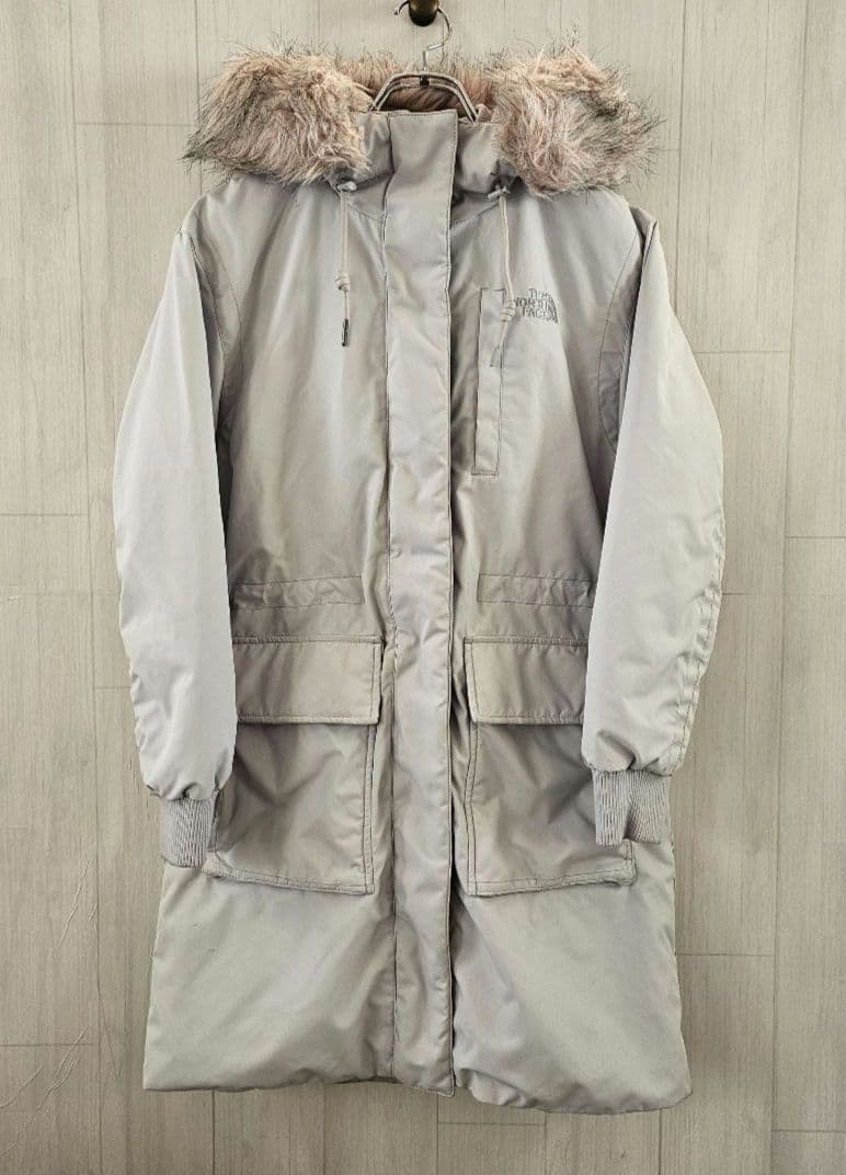 【超希少】ノースフェイス ロング ダウンジャケット ファー付き アイスグレー S