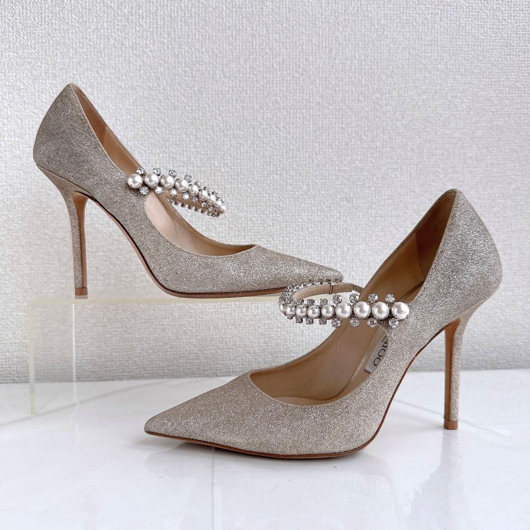 ジミーチュウ　ビン　パール　クリスタル　ビジュー　ラメ　ハイヒール　パンプス