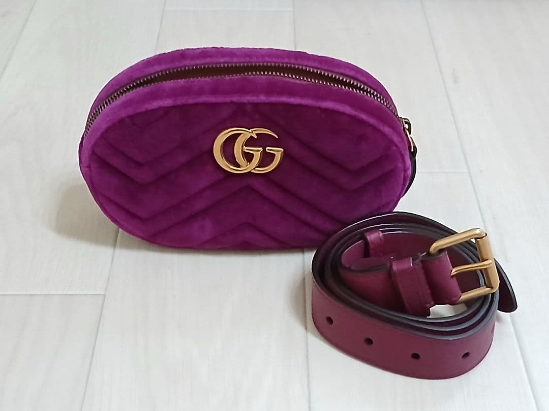 GUCCI グッチ GGマーモント ベルベット ベロア バッグ　パープル