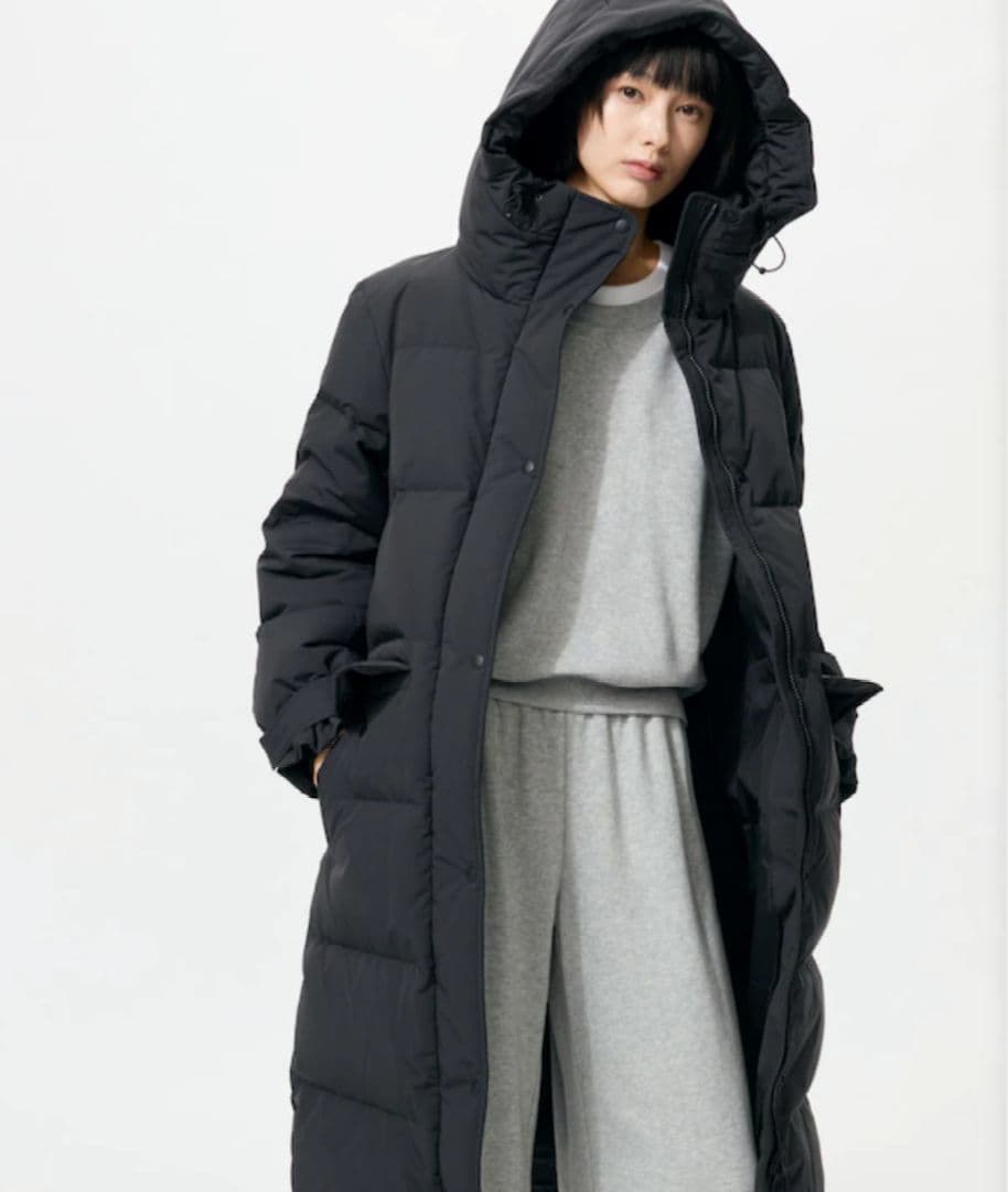 ユニクロ ウルトラウォームダウンロングコート ブラック WOMEN M