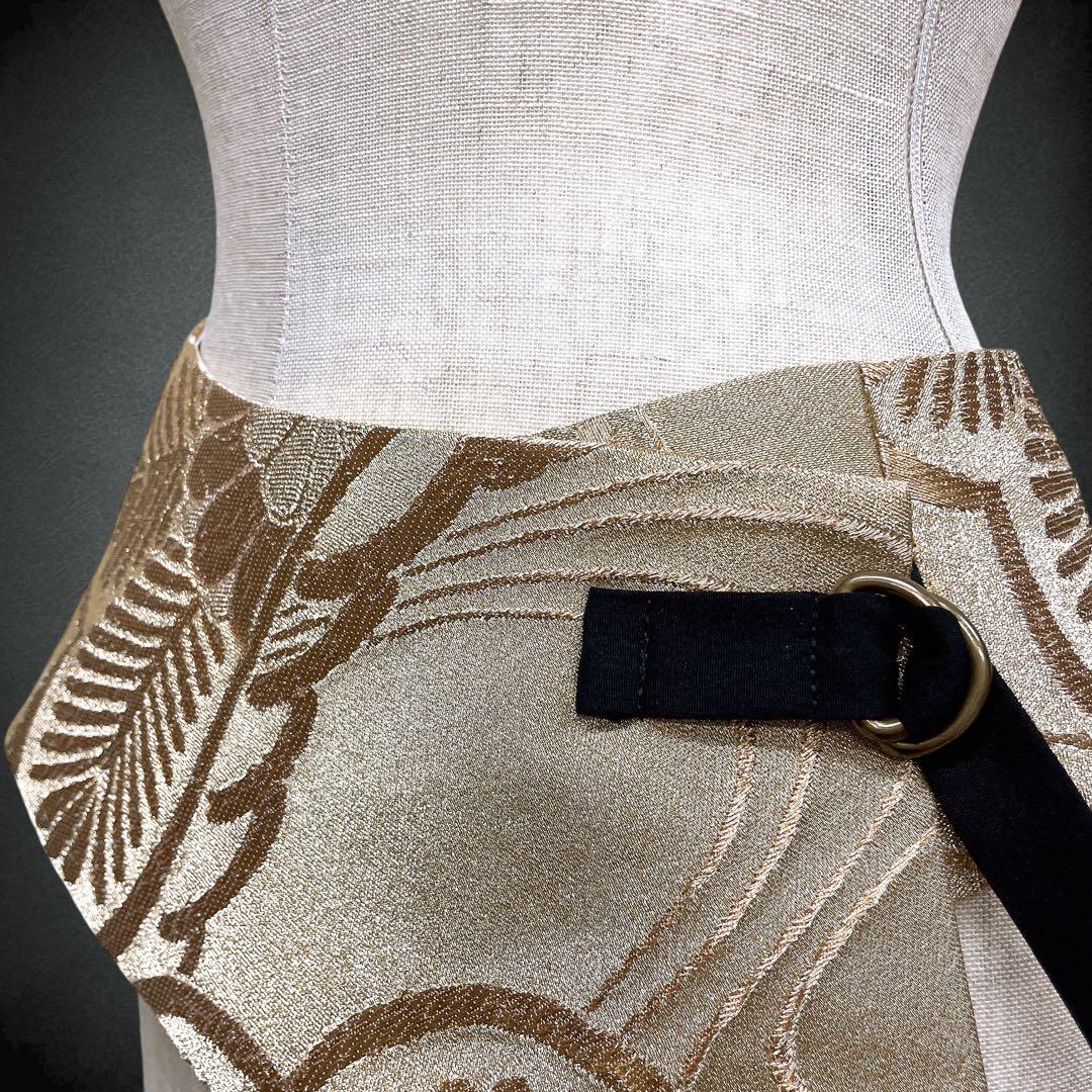 金糸 刺繍帯 サッシュベルト W50〜95cm 着物リメイク J80111