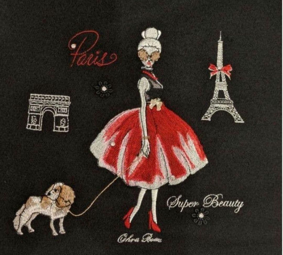 ちー　スーパービューティー　カタログ掲載刺繍ニット　黒44　新品