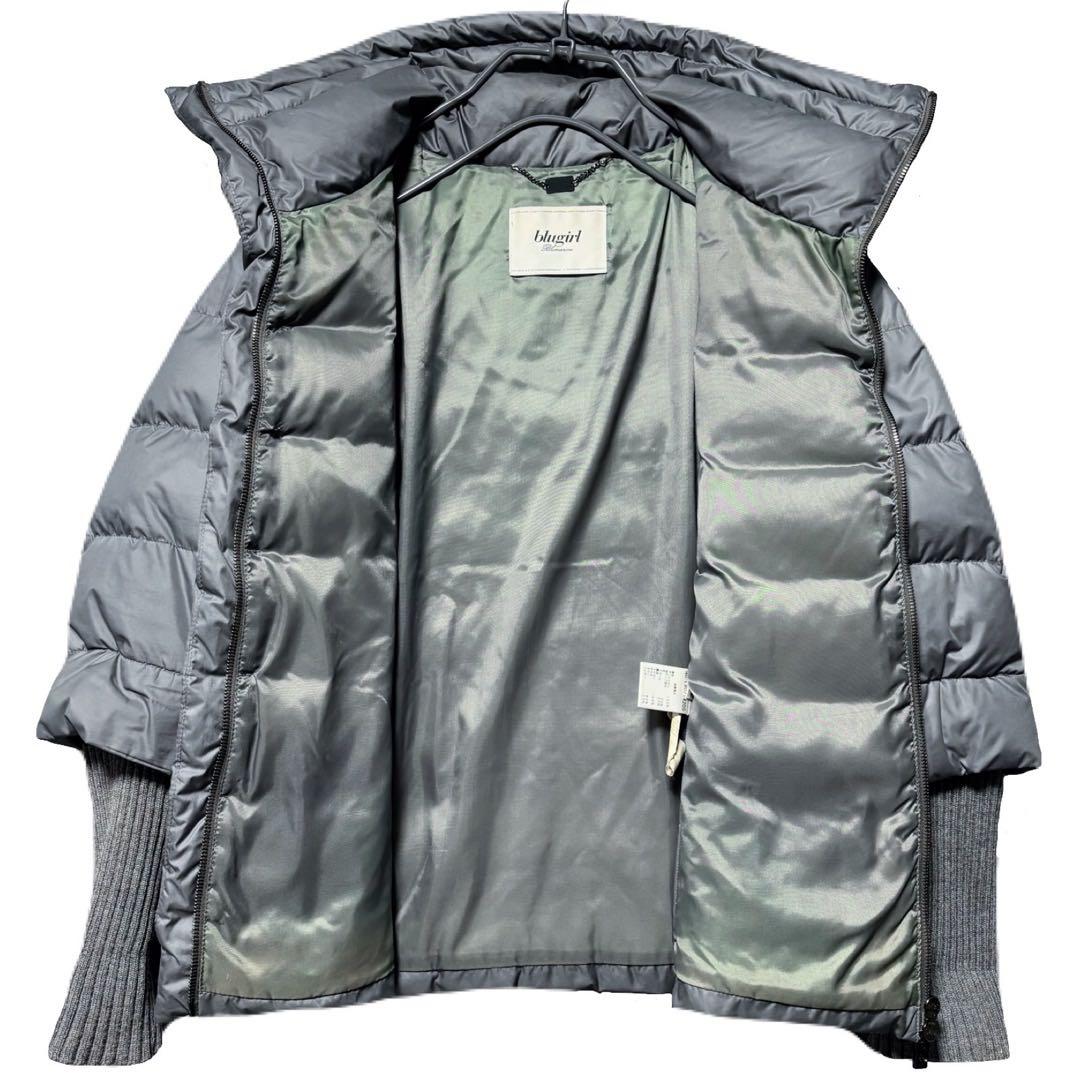 希少✨高級 ブルーガール ブルマリン ショート ダウンコート リブ袖 グレー