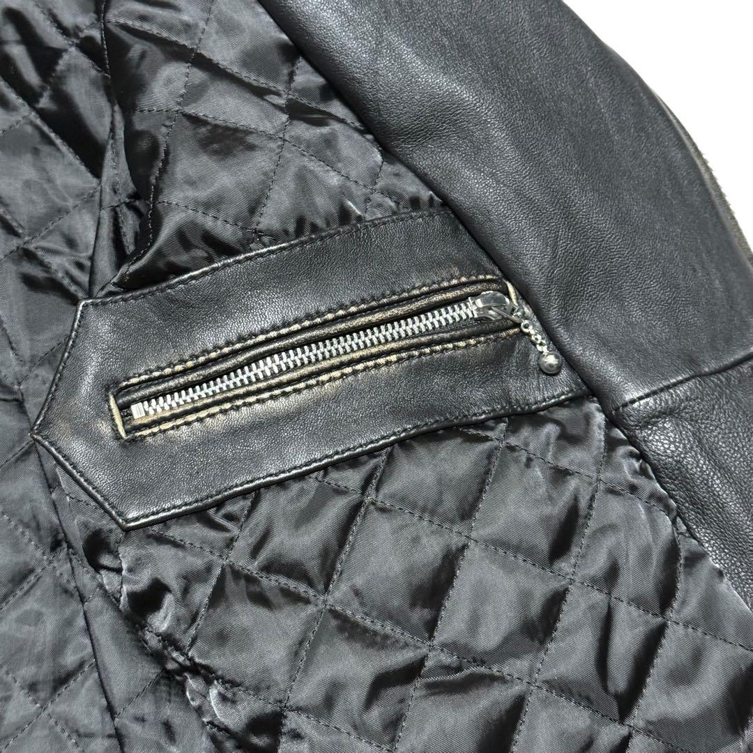 NANO universe ヴィンテージ加工 ライダースジャケット シープレザー