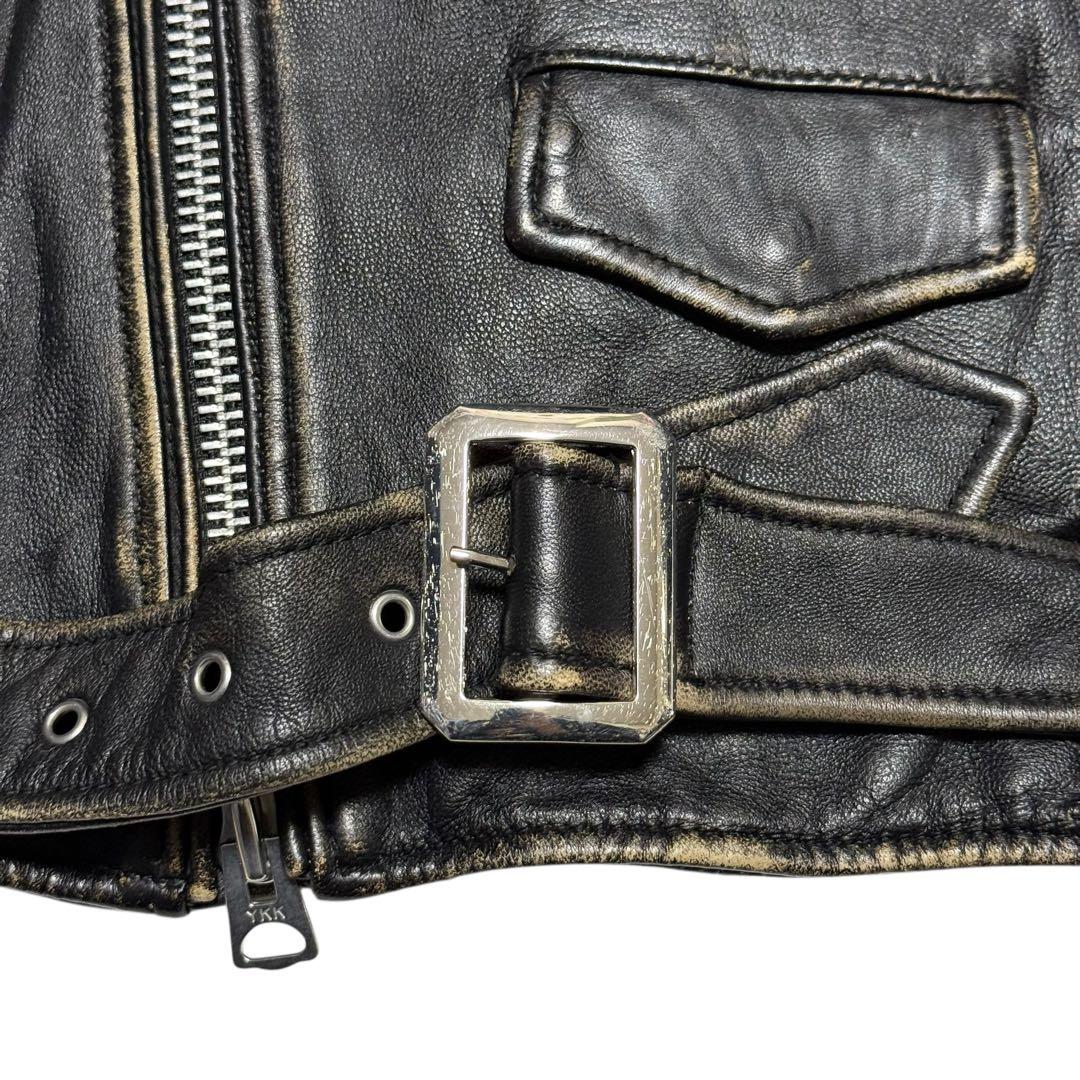 NANO universe ヴィンテージ加工 ライダースジャケット シープレザー