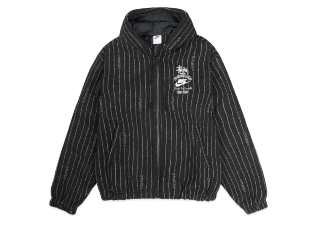 ジャケット・アウター Stussy x Nike Striped Wool Jacket Black