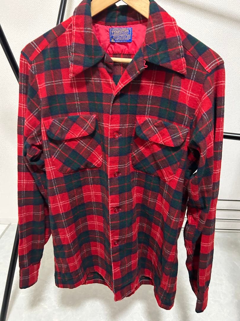 【USA製】PENDLETON ウールシャツ 赤チェック M 70年代タグ