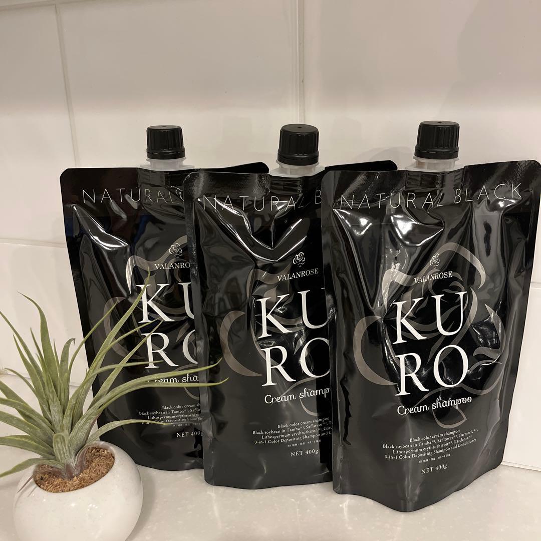 KURO クリームシャンプー ナチュラルブラック 400g ３個セット