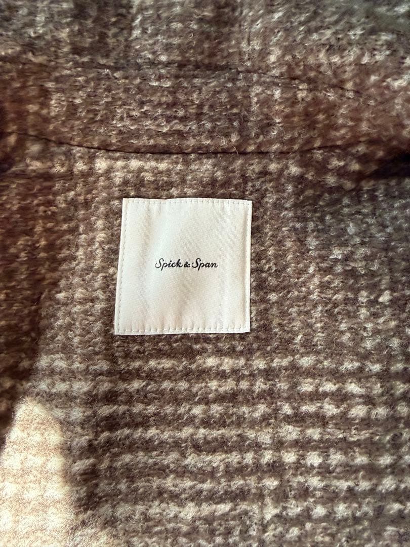 美品　Spick & Span Wスライバーチェックハーフコート　36