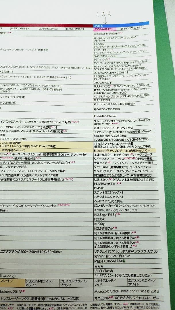 NEC　LaVie s　LS550/MSR-E31