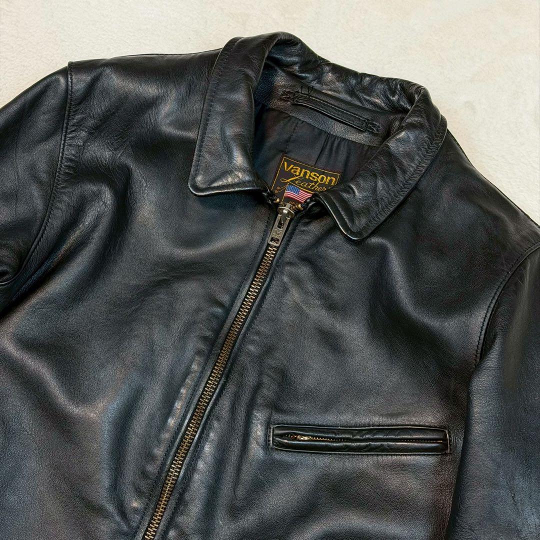 SIZE46 VANSON ENF ライダースジャケット ブラック 大きいサイズ