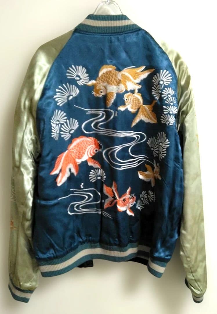 スカジャン　金魚　蝶々　菊　和柄和風　花旅楽団　M　リバーシブル