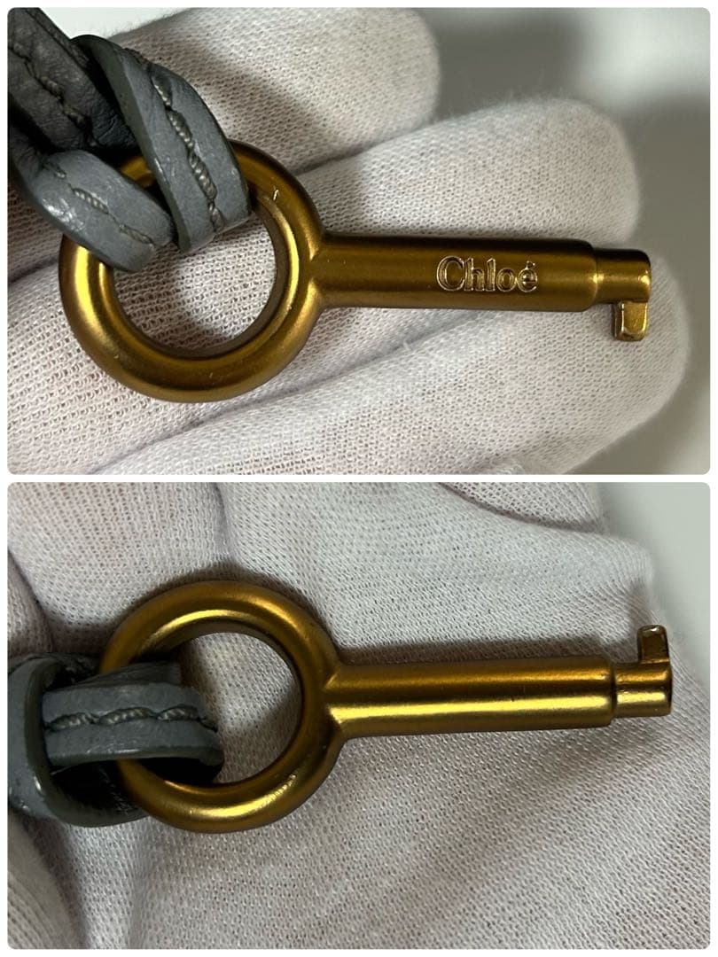 Chloe クロエ パディントン 2wayハンドバッグ 南京錠 ブルーグレー