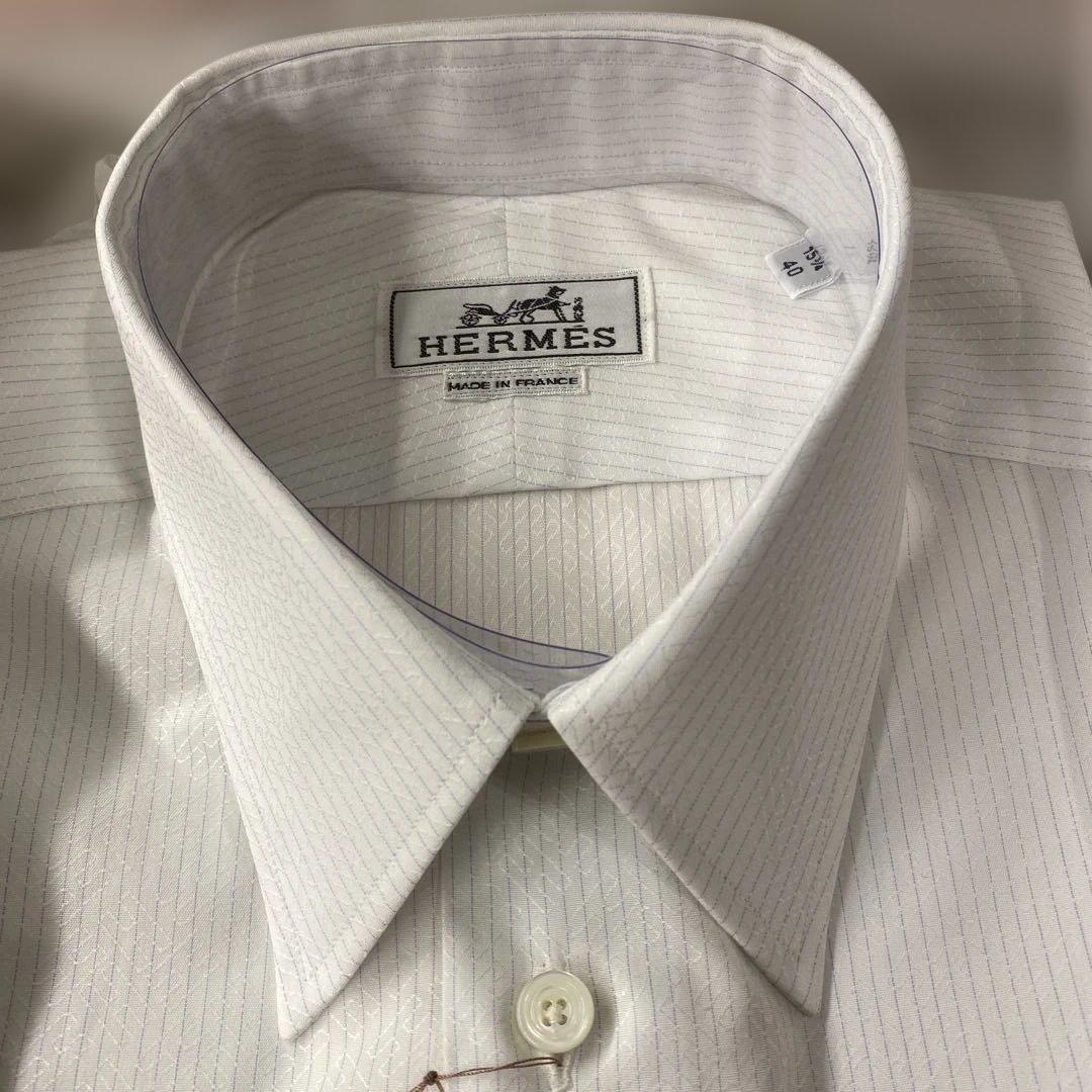 未使用　HERMES ホワイトストライプシャツ 40