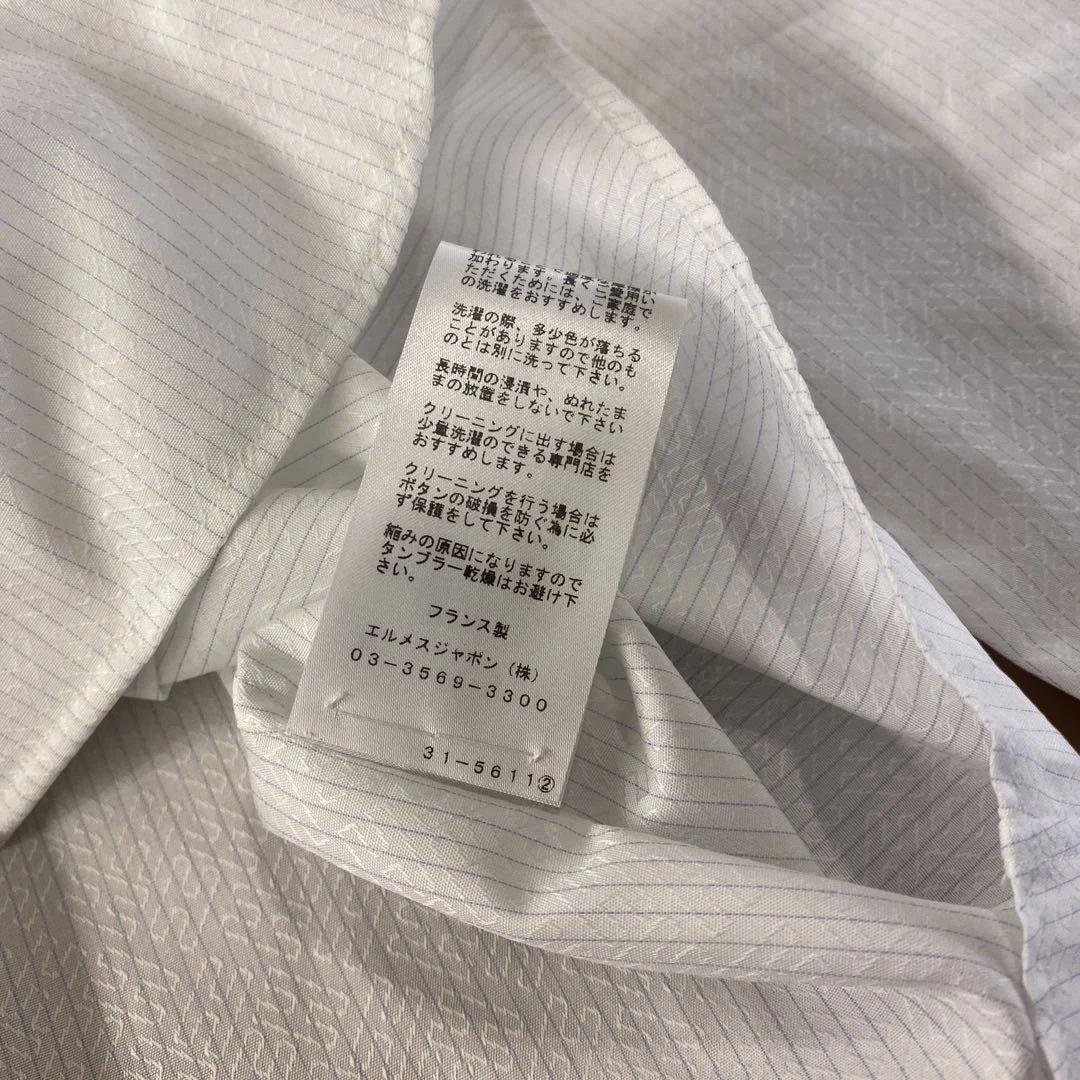 未使用　HERMES ホワイトストライプシャツ 40