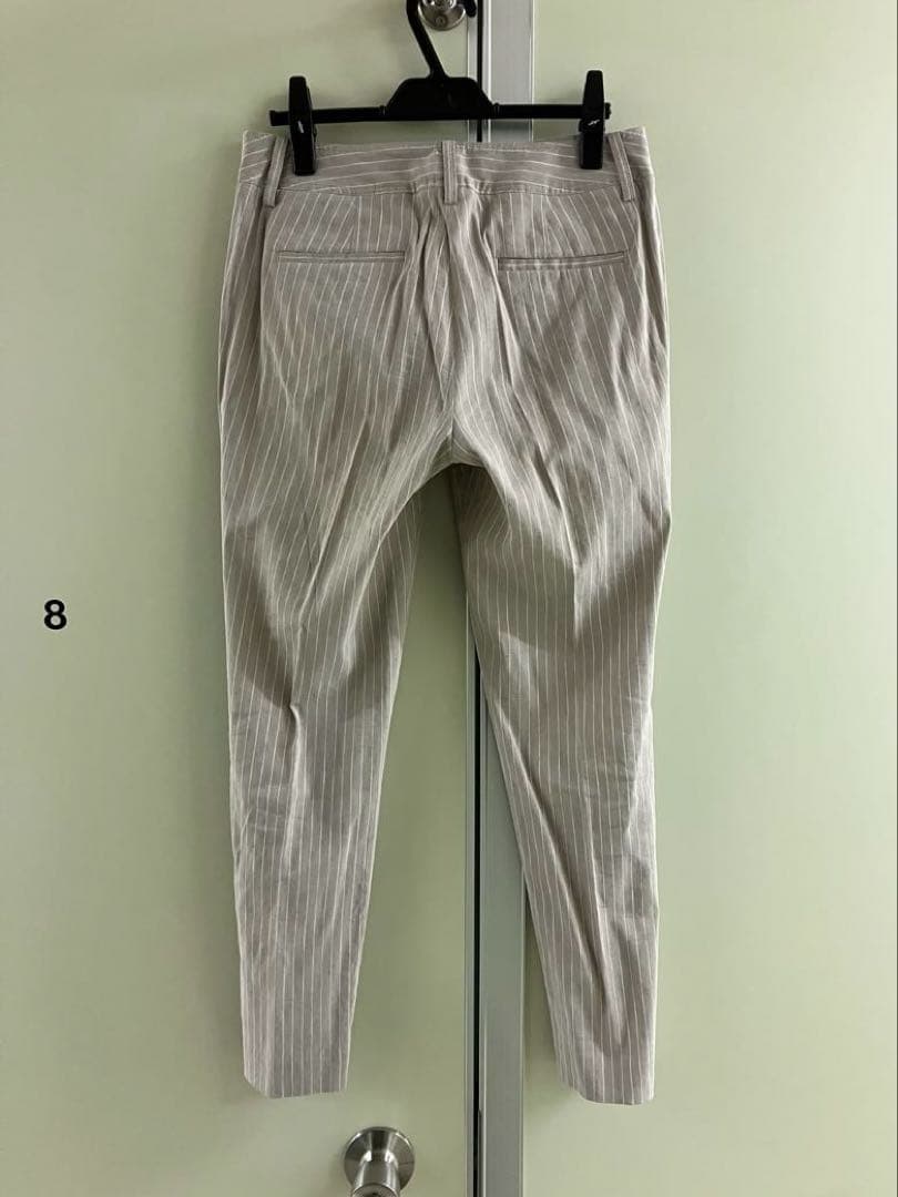 【theory luxe】グレージュ リネン ストライプ ダブル スーツ