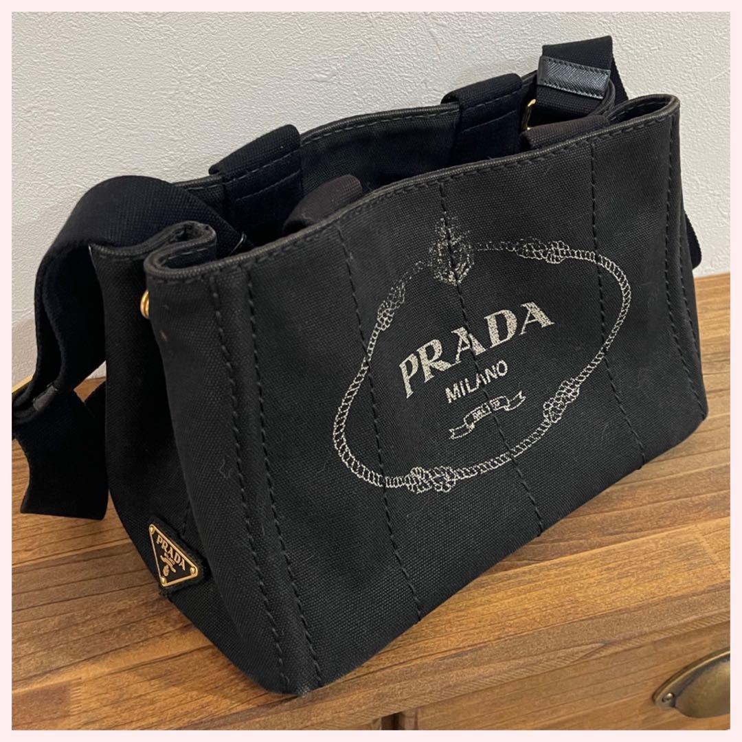 ＊ニコ＊PRADA カナパ 黒 トートバッグ