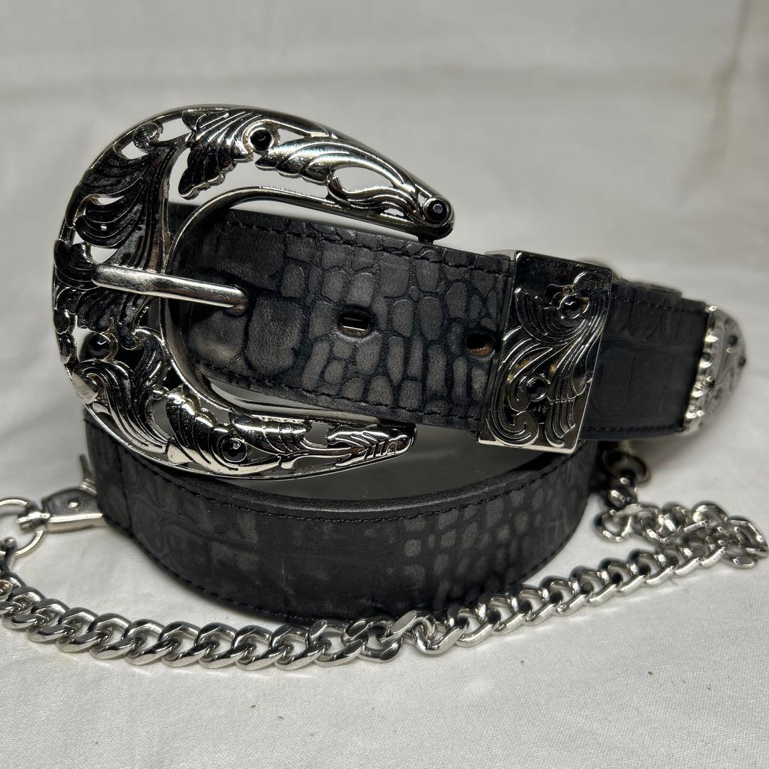 TORNADOMART 本革　コンチョ　スタッズ　ウエスタン　ベルト　レザー　黒