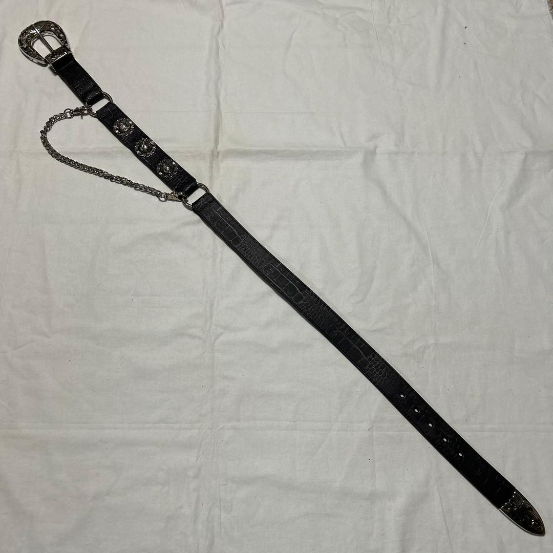 TORNADOMART 本革　コンチョ　スタッズ　ウエスタン　ベルト　レザー　黒