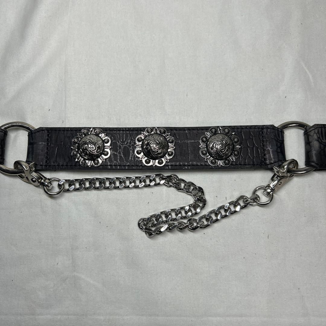 TORNADOMART 本革　コンチョ　スタッズ　ウエスタン　ベルト　レザー　黒