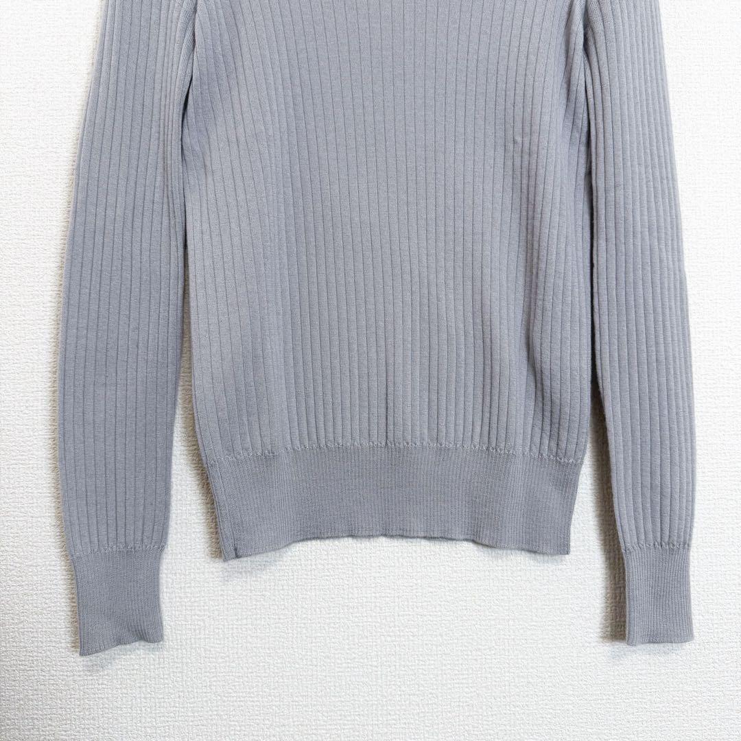 Drawer ドゥロワー リブニット　クルーネック　グレーカシミヤ　シルク