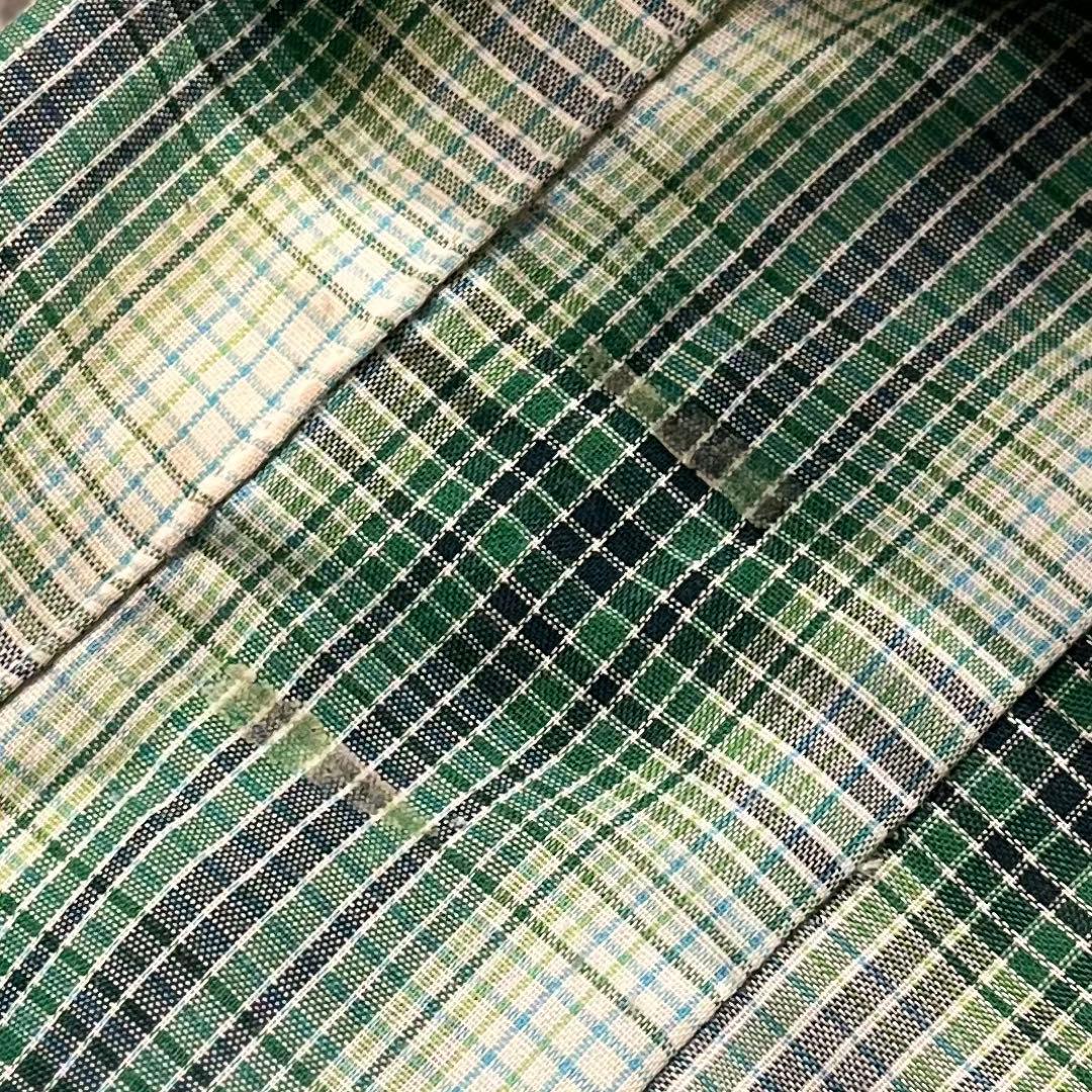 60~70's オンブレチェック オープンカラーシャツ ヴィンテージ