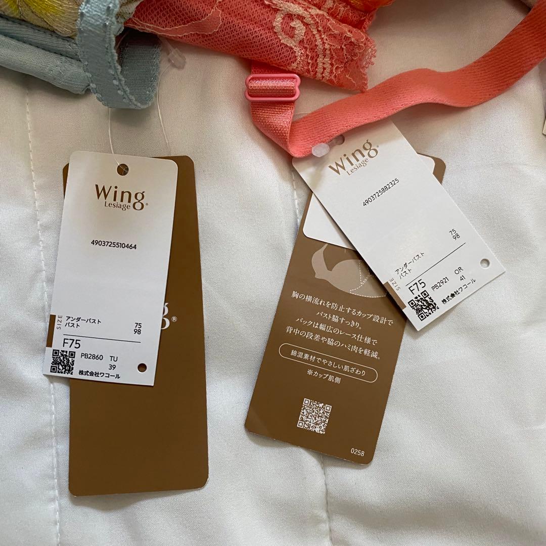 Wing 刺繍レースブラジャー F75 5点セット