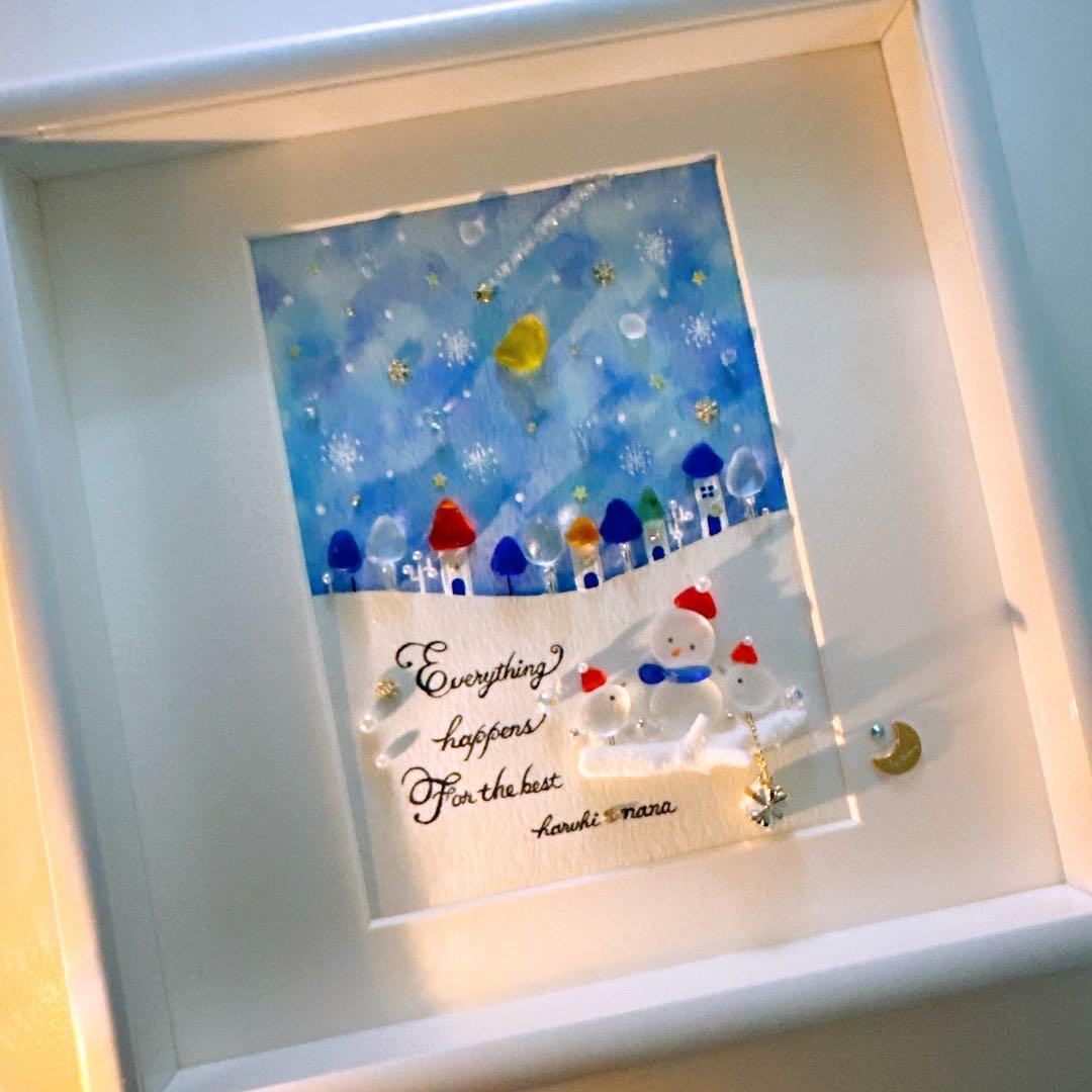 ꫛꫀꪝ✧シーグラスアート「ねがいごと♡北欧の街並み」赤　レアカラー　絵本の世界