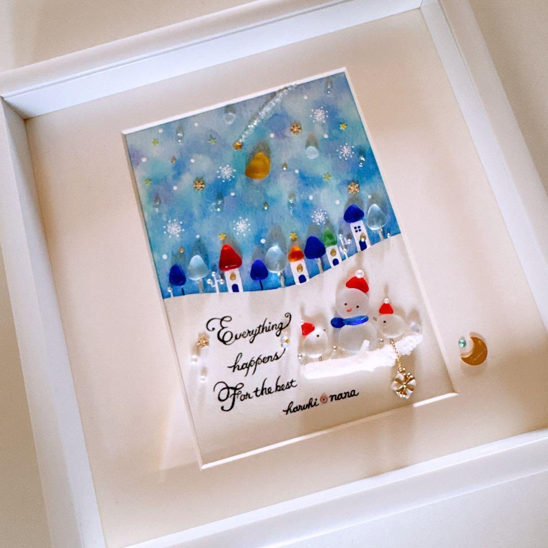 ꫛꫀꪝ✧シーグラスアート「ねがいごと♡北欧の街並み」赤　レアカラー　絵本の世界