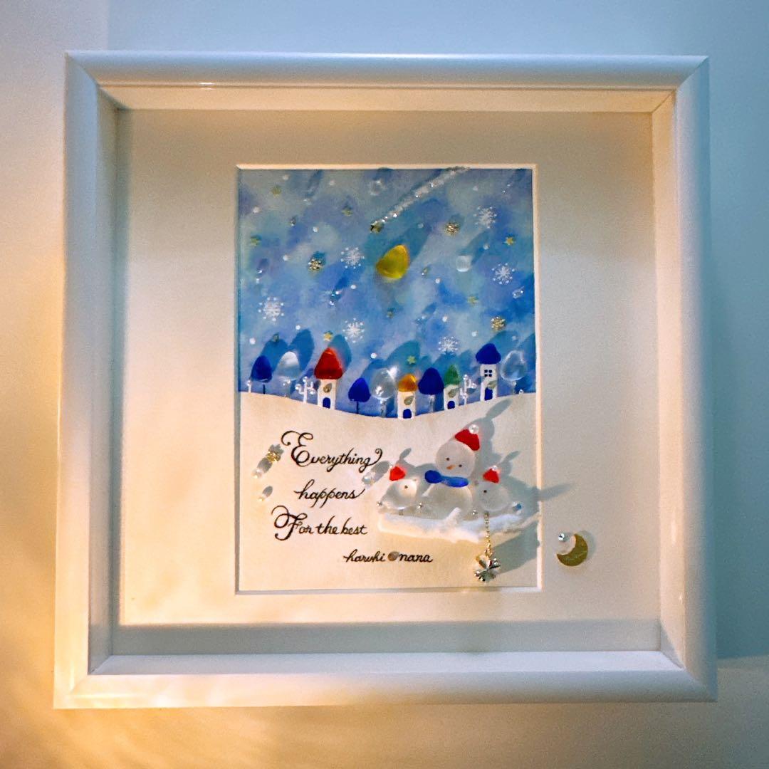 ꫛꫀꪝ✧シーグラスアート「ねがいごと♡北欧の街並み」赤　レアカラー　絵本の世界