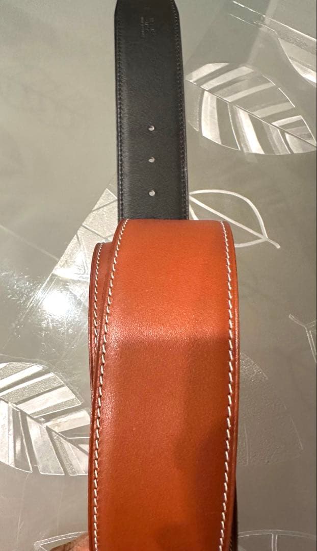 ❤エルメス　H型シルバーバックル　 リバーシブルベルト85 幅4センチ美品❤