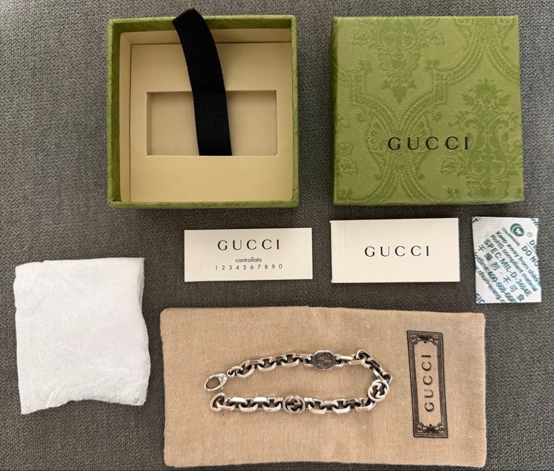 GUCCI インターロッキング ブレスレット 18号 シルバー チェーン
