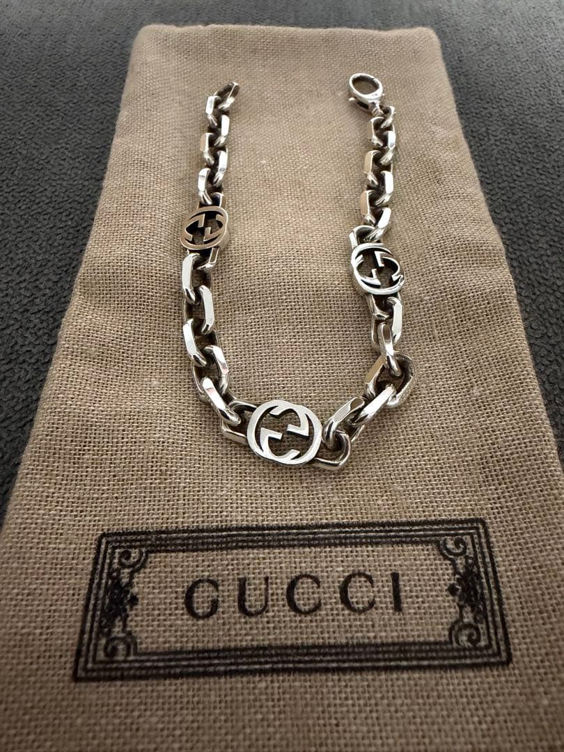 GUCCI インターロッキング ブレスレット 18号 シルバー チェーン
