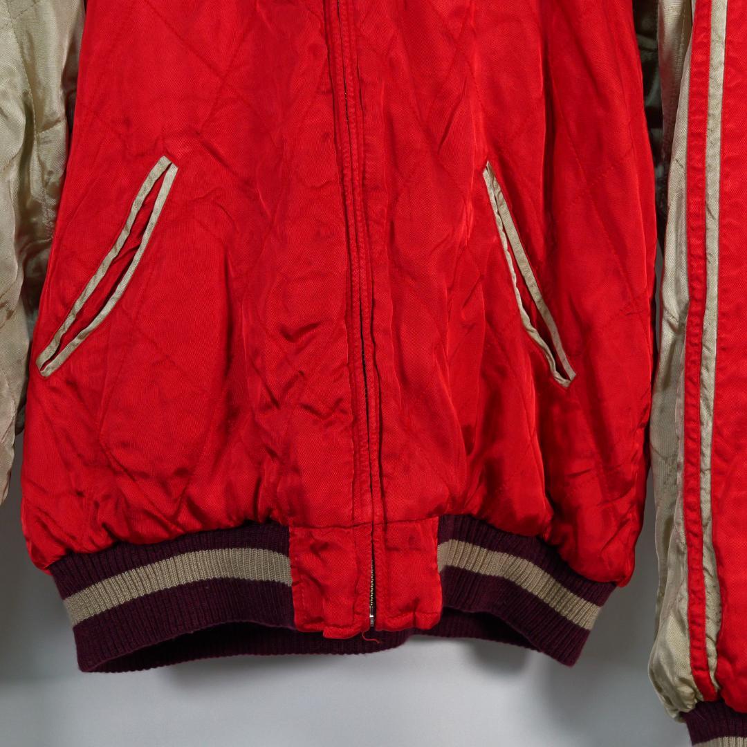 PINBALL スカジャン　リバーシブル　戦闘機　竜　富士山　ブラック　サテン