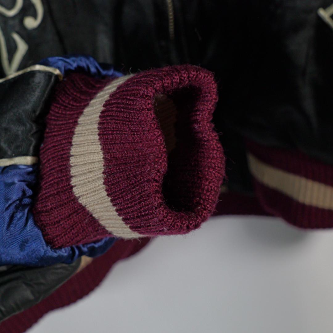 PINBALL スカジャン　リバーシブル　戦闘機　竜　富士山　ブラック　サテン