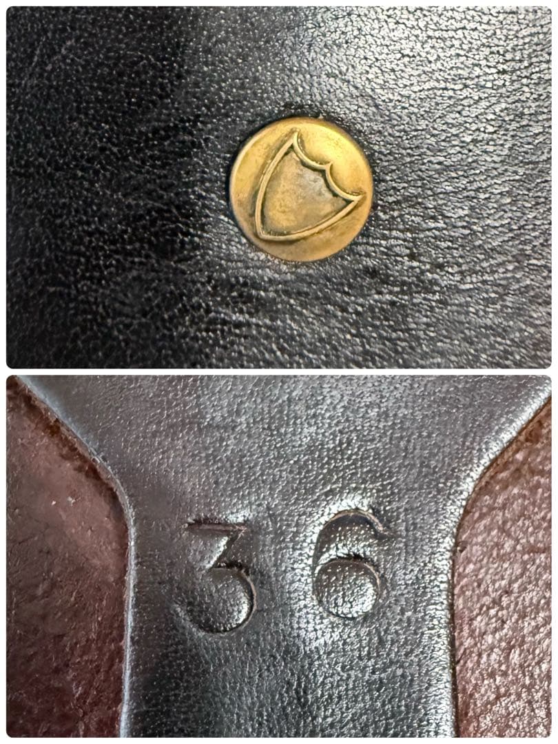 ⭐️HTC⭐️フラワーベルト⭐️ブラック(茶芯)レザー×シルバースタッズ⭐️36インチ