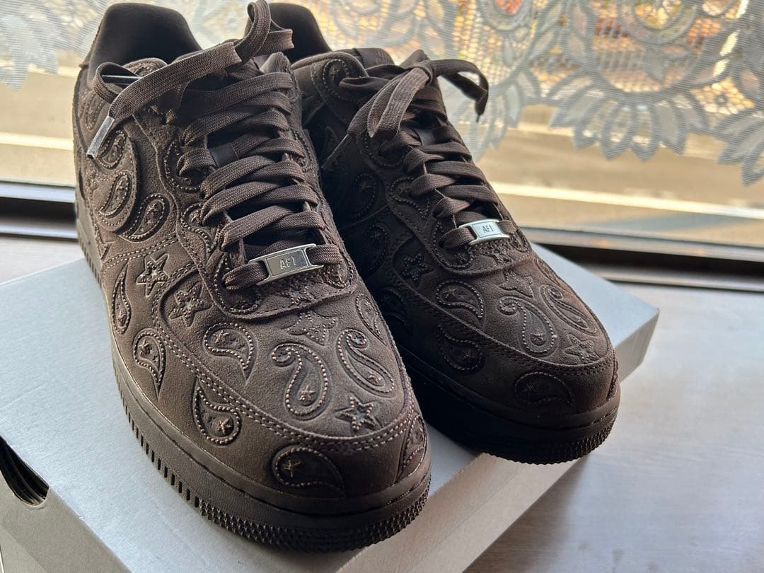 エアフォース1 バロックブラウン　ペイズリー刺繍スニーカー28cm 10インチ