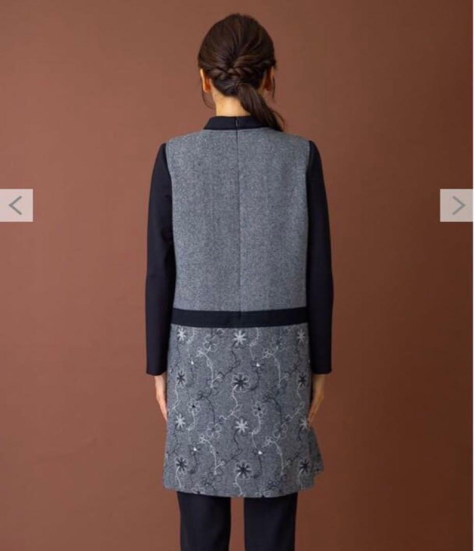 レリアン　レイヤード風　チュニック　ワンピース　現行　近年　ドッキング　刺繍