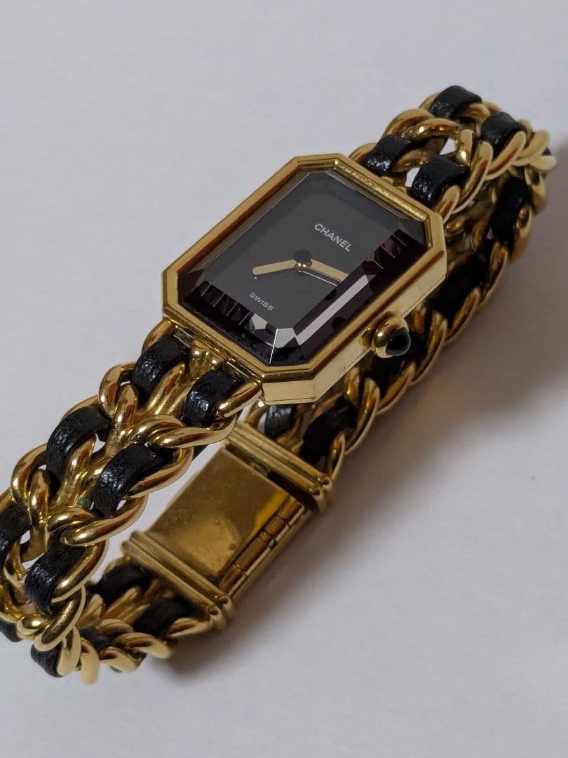 美品　CHANEL　プルミエールＬ ゴールド×ブラック レディース　腕時計