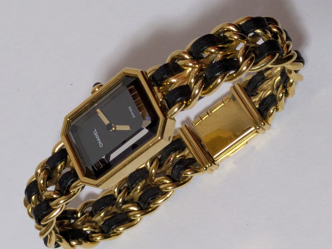美品　CHANEL　プルミエールＬ ゴールド×ブラック レディース　腕時計