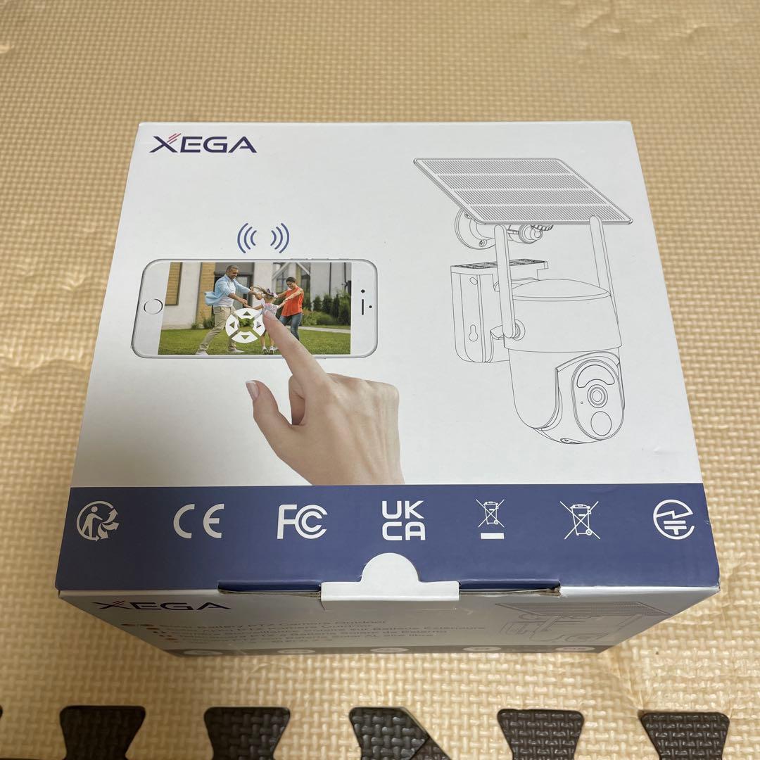 XEGA 防犯カメラ ソーラーパネル 黒 360°防犯カメラ 1台