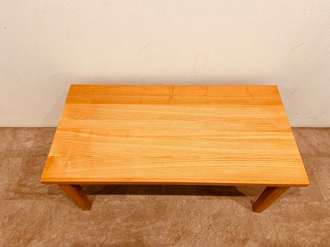 ☘️送料無料✨超美品❇天然木⭐️廃盤希少✴無印⭐️タモ材⭐️ローテーブル