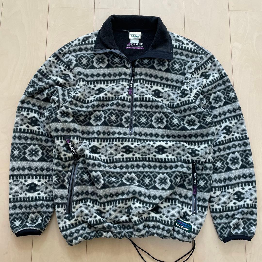 エルエルビーン フリース ハーフジップ ポーラテック プルオーバー 総柄