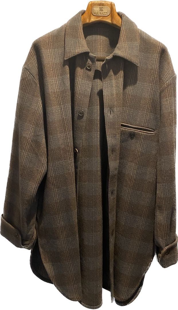 トップス URU WOOL CHECK OVER SHIRTS