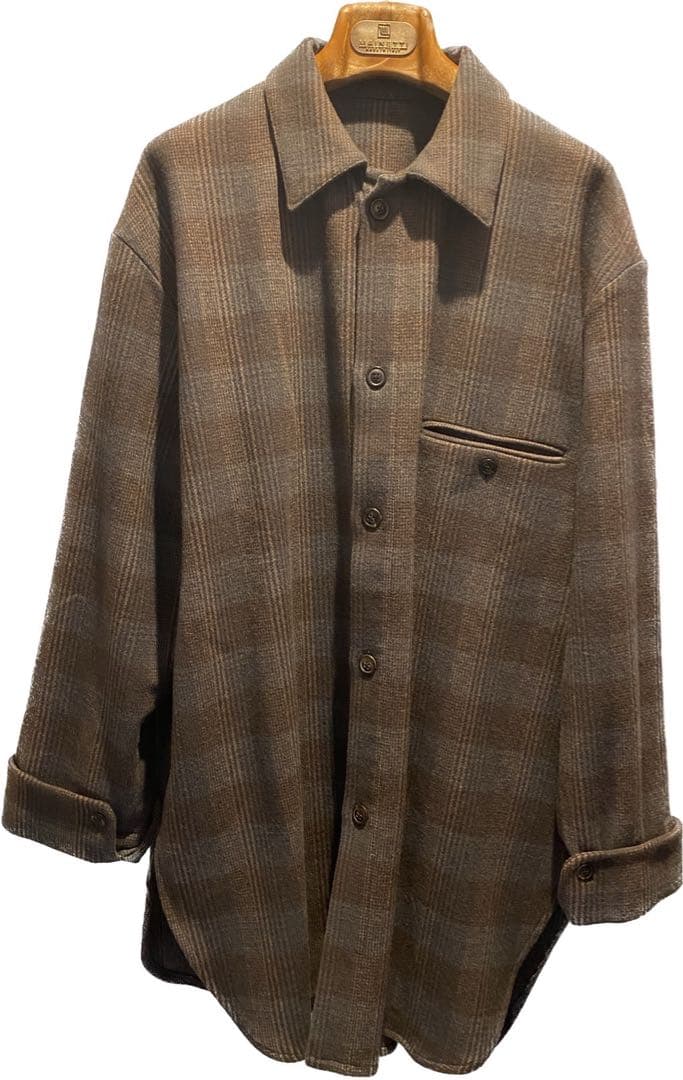 トップス URU WOOL CHECK OVER SHIRTS