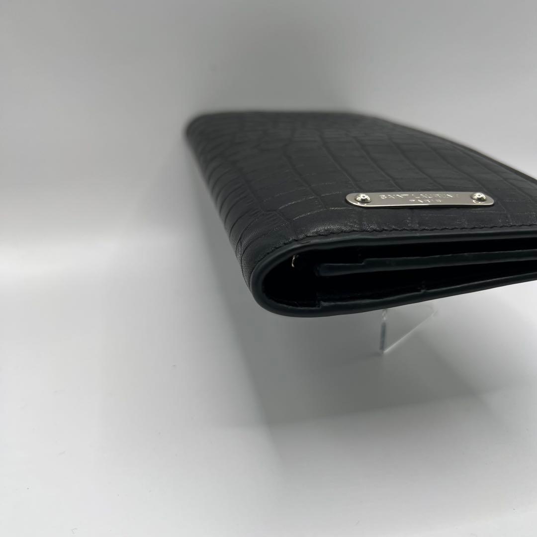 saint laurent 長財布　ブラック　クロコ　プレート　型押し　エンボス