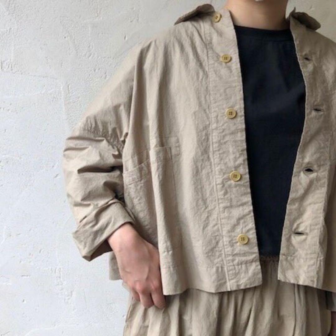 nestRobe コットンラミー 衿付きショートブルゾン です(´◡` )♩